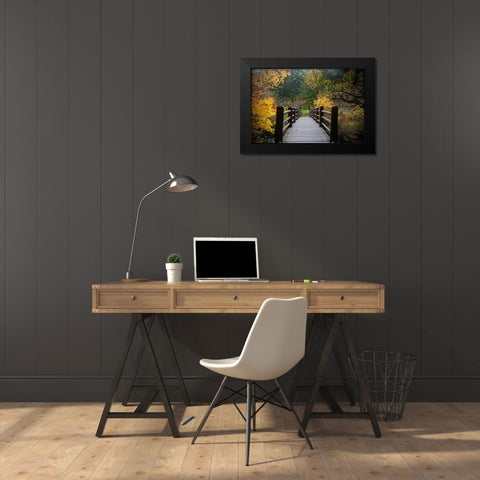 Autumns Bridge  Black Modern Wood Framed Art Print by Susan Vizvary Photography