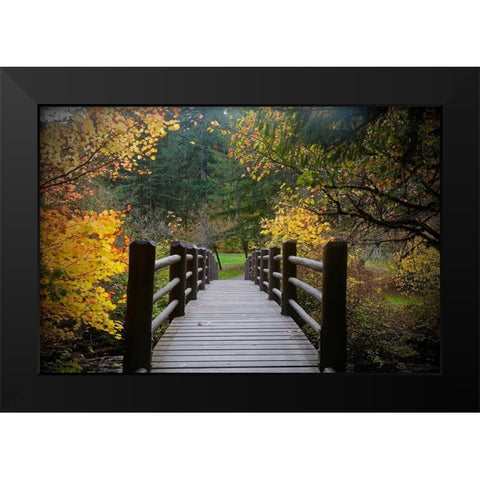 Autumns Bridge  Black Modern Wood Framed Art Print by Susan Vizvary Photography