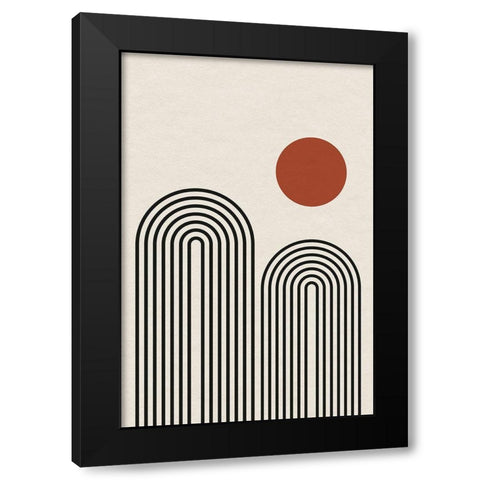 Monochrome Geometric Flower  Black Modern Wood Framed Art Print by William, Gary