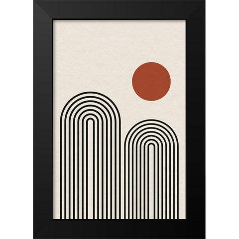 Monochrome Geometric Flower  Black Modern Wood Framed Art Print by William, Gary