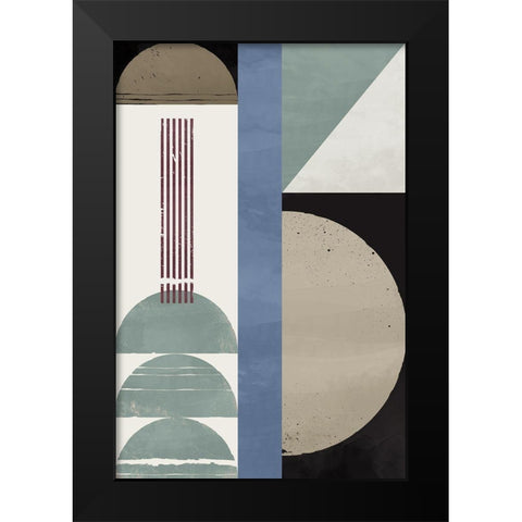 Blue Abstract Geometric II Black Modern Wood Framed Art Print by William, Gary