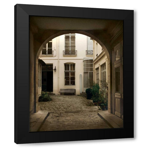 Marais Courtyard Black Modern Wood Framed Art Print by White, Milla