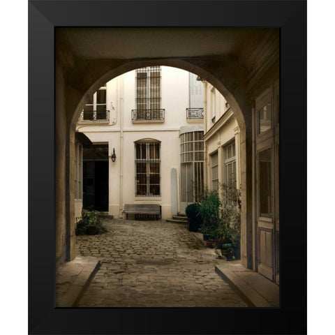 Marais Courtyard Black Modern Wood Framed Art Print by White, Milla