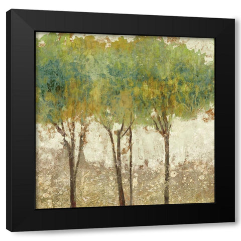 Trees in Green Black Modern Wood Framed Art Print with Double Matting by Kroeker, Wendy