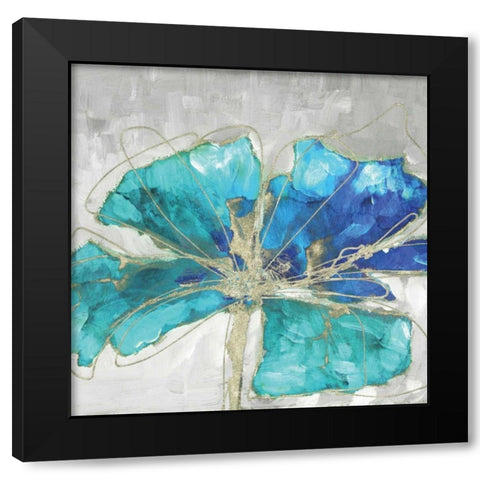 Blue Poppy II Black Modern Wood Framed Art Print by Kroeker, Wendy