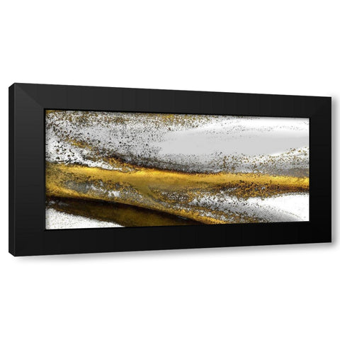 Gold Stream White  Black Modern Wood Framed Art Print with Double Matting by Kroker, Wendy
