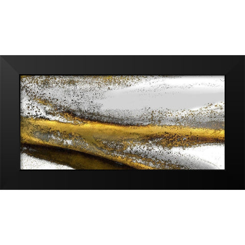 Gold Stream White  Black Modern Wood Framed Art Print by Kroker, Wendy
