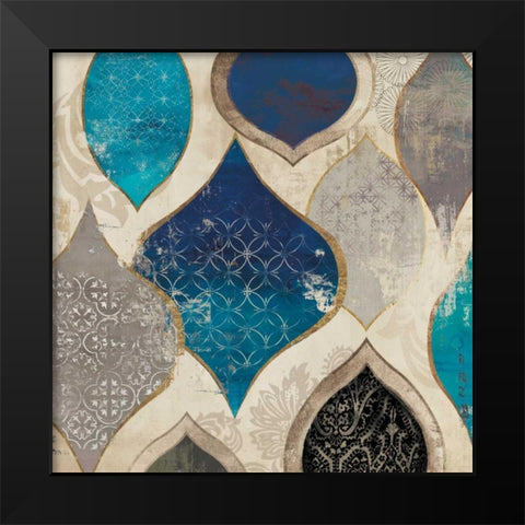 Blue Motif II Black Modern Wood Framed Art Print by Wilson, Aimee