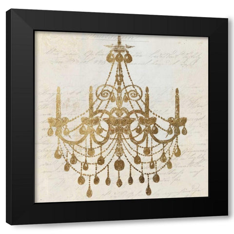 Golden Chandelier II Black Modern Wood Framed Art Print with Double Matting by Wilson, Aimee