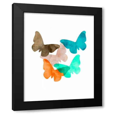 Mod Butterflies Black Modern Wood Framed Art Print with Double Matting by Wilson, Aimee
