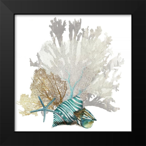 Coral Black Modern Wood Framed Art Print by Wilson, Aimee