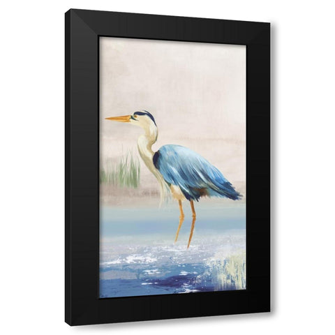 Heron On The Beach II Black Modern Wood Framed Art Print by Wilson, Aimee