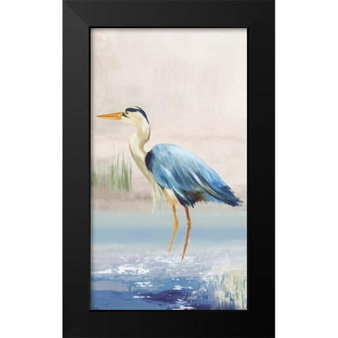 Heron On The Beach II Black Modern Wood Framed Art Print by Wilson, Aimee