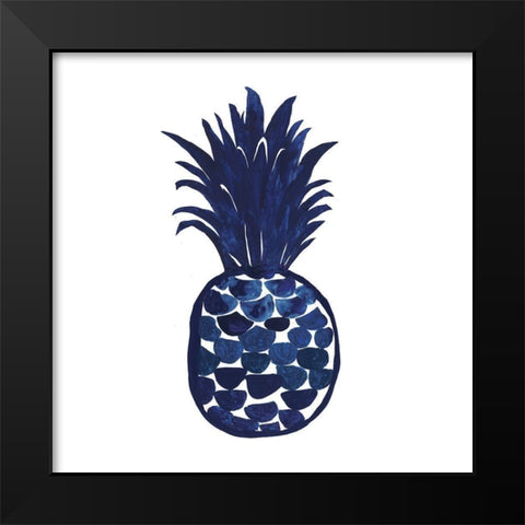 Indigo Pineapple Black Modern Wood Framed Art Print by Wilson, Aimee