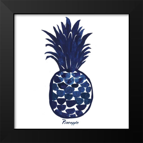 Indigo Pineapple Black Modern Wood Framed Art Print by Wilson, Aimee