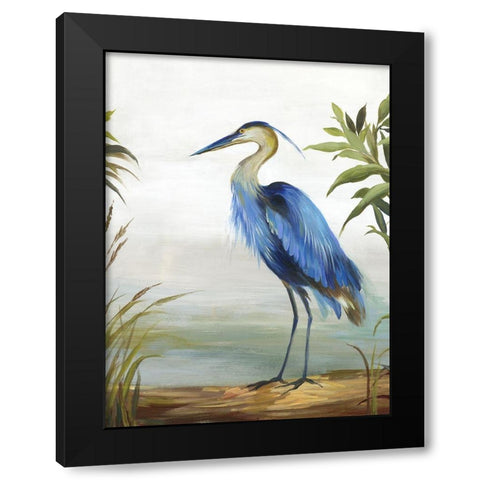 Blue Heron Black Modern Wood Framed Art Print with Double Matting by Wilson, Aimee