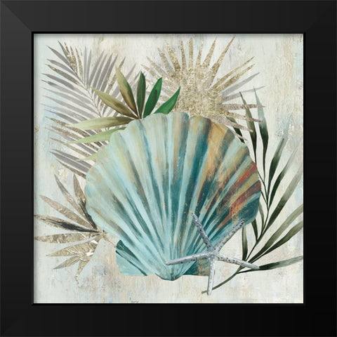 Turquoise Shell I Black Modern Wood Framed Art Print by Wilson, Aimee