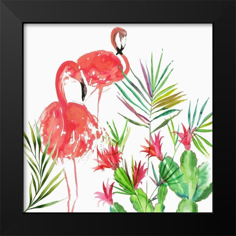 Flamingo Pairing Black Modern Wood Framed Art Print by Wilson, Aimee