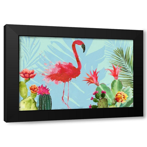 Flamingo in the Mix Black Modern Wood Framed Art Print with Double Matting by Wilson, Aimee