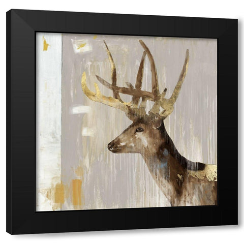 Stag I Black Modern Wood Framed Art Print with Double Matting by Wilson, Aimee
