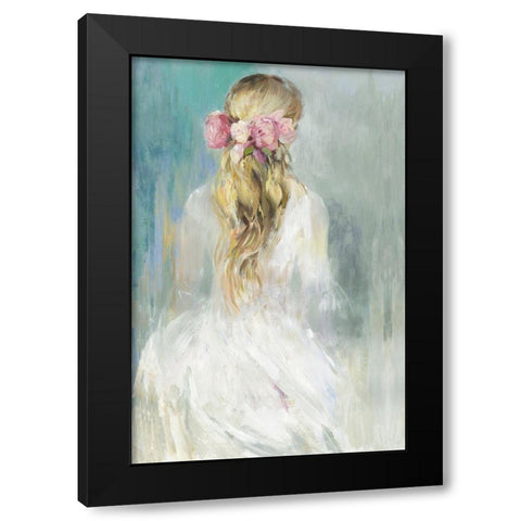 Girl in White Dress  Black Modern Wood Framed Art Print by Aimee Wilson