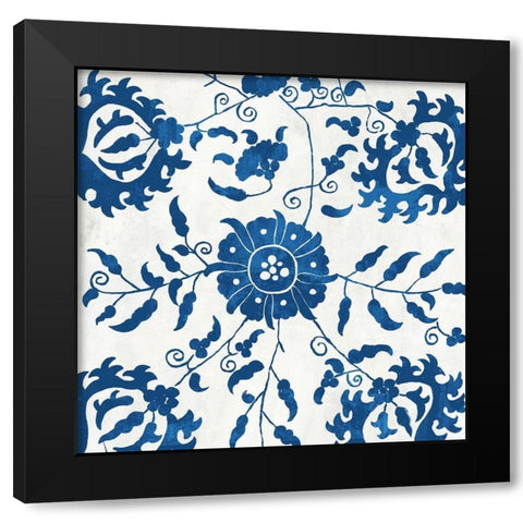 Morrocan Indigo Tile I Black Modern Wood Framed Art Print by Wilson, Aimee