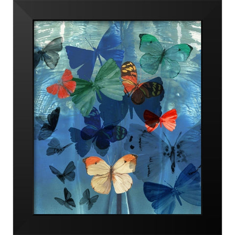 Fluttering Butterflies  Black Modern Wood Framed Art Print by Wilson, Aimee