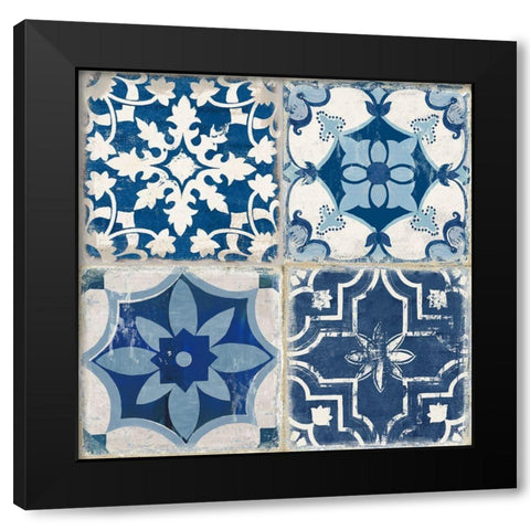 Indigo Mosaic Tile I  Black Modern Wood Framed Art Print by Wilson, Aimee