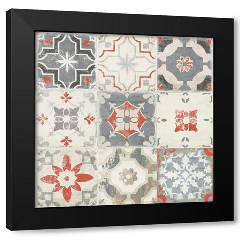 Libson Tiles  Black Modern Wood Framed Art Print with Double Matting by Wilson, Aimee