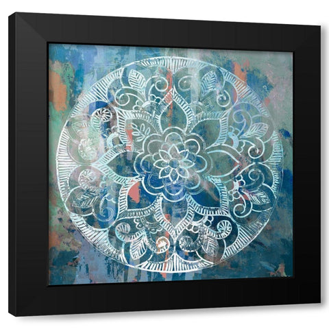 Indigo Medallion  Black Modern Wood Framed Art Print by Wilson, Aimee