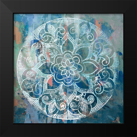 Indigo Medallion  Black Modern Wood Framed Art Print by Wilson, Aimee