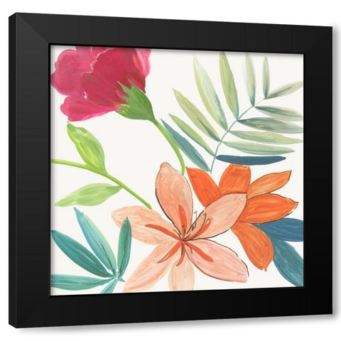 Tropical Florals  Black Modern Wood Framed Art Print with Double Matting by Wilson, Aimee