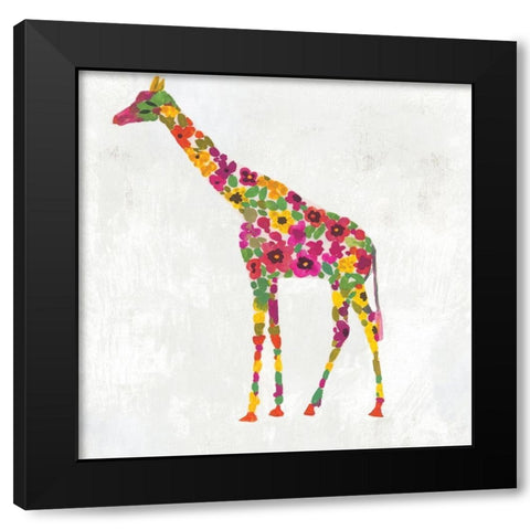 Blooming Giraffe I Black Modern Wood Framed Art Print with Double Matting by Wilson, Aimee