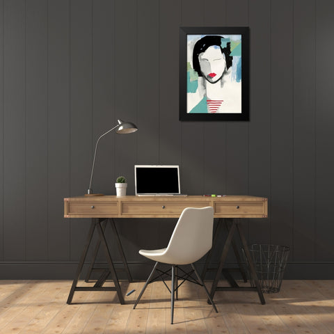 Girl with Red Stripes I  Black Modern Wood Framed Art Print by Wilson, Aimee