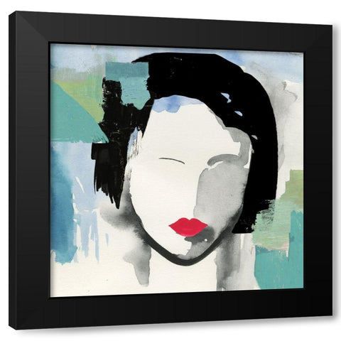 Girl with Red Stripes II  Black Modern Wood Framed Art Print by Wilson, Aimee