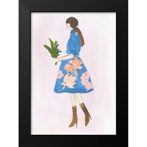 Girl with Plant Black Modern Wood Framed Art Print by Wilson, Aimee