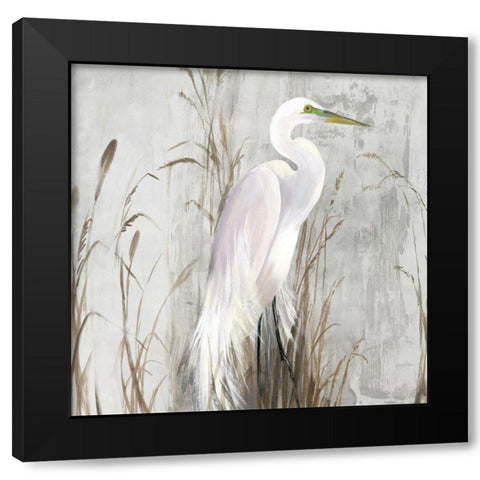 Heron in the Reeds Black Modern Wood Framed Art Print with Double Matting by Wilson, Aimee