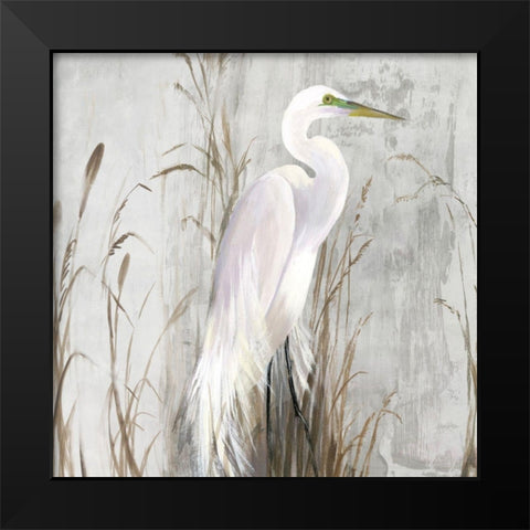 Heron in the Reeds Black Modern Wood Framed Art Print by Wilson, Aimee