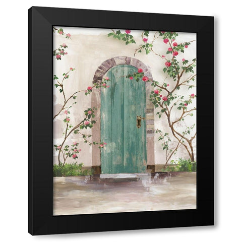 Arch Door with Roses  Black Modern Wood Framed Art Print by Wilson, Aimee