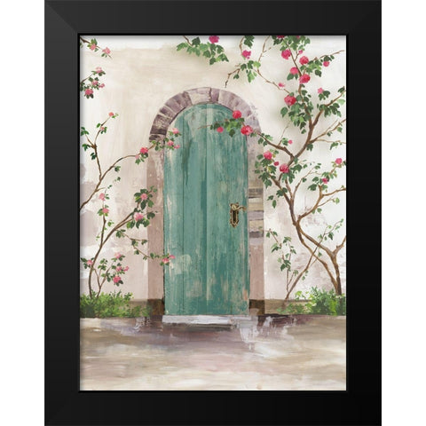 Arch Door with Roses  Black Modern Wood Framed Art Print by Wilson, Aimee
