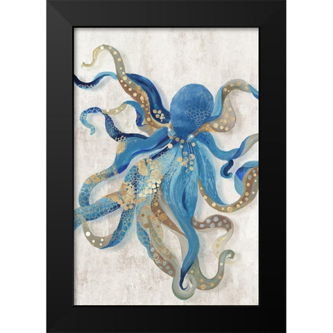 Blue Octopus  Black Modern Wood Framed Art Print by Wilson, Aimee