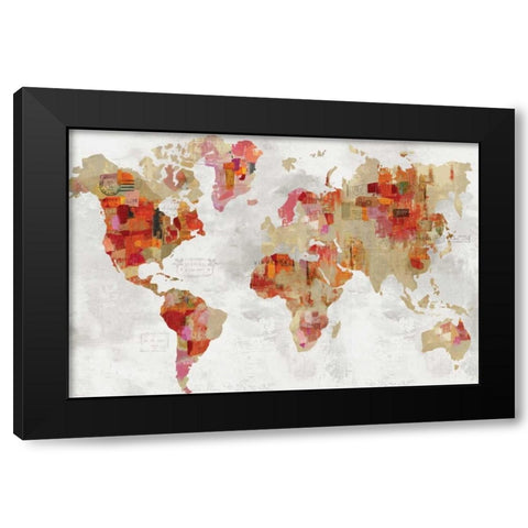 Red Map Black Modern Wood Framed Art Print by Wilson, Aimee