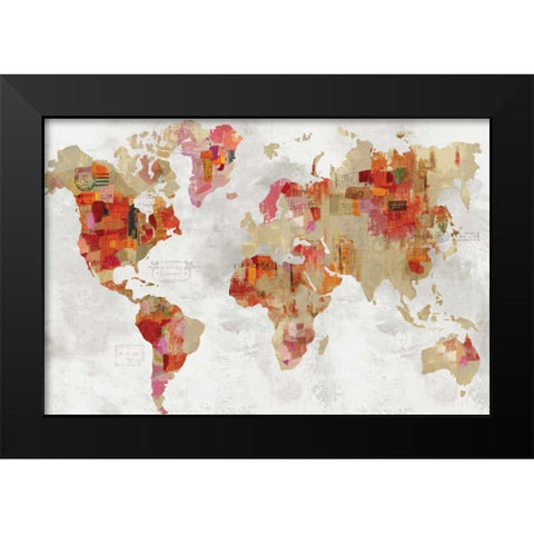 Red Map Black Modern Wood Framed Art Print by Wilson, Aimee