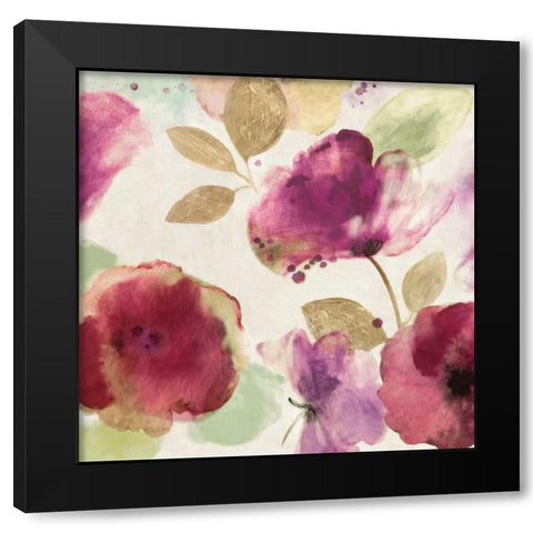 Watercolour Florals I Black Modern Wood Framed Art Print with Double Matting by Wilson, Aimee