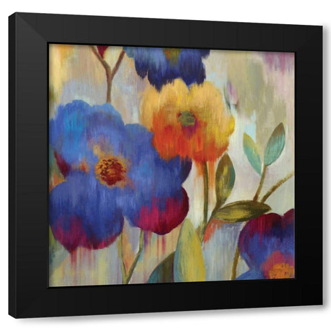 Ikat Florals I Black Modern Wood Framed Art Print with Double Matting by Wilson, Aimee