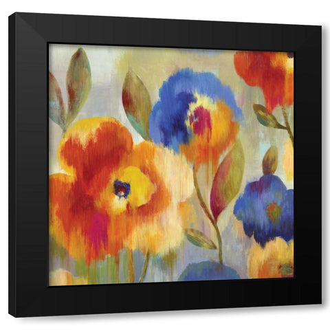 Ikat Florals II Black Modern Wood Framed Art Print with Double Matting by Wilson, Aimee