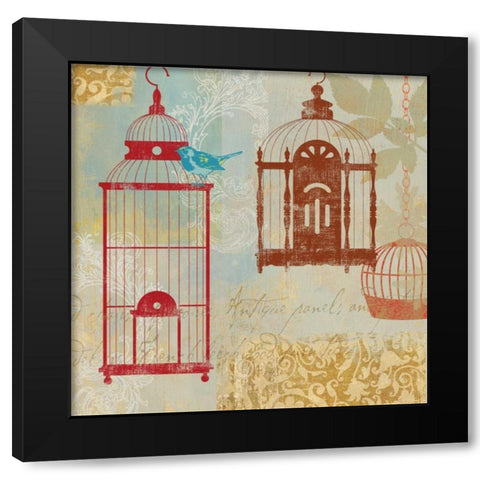 Bird on a Cage I Black Modern Wood Framed Art Print with Double Matting by Wilson, Aimee