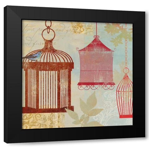 Bird on a Cage II Black Modern Wood Framed Art Print with Double Matting by Wilson, Aimee