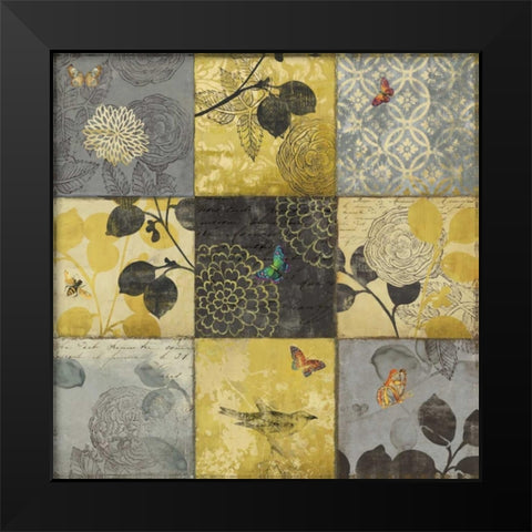 Golden Patchwork Black Modern Wood Framed Art Print by Wilson, Aimee