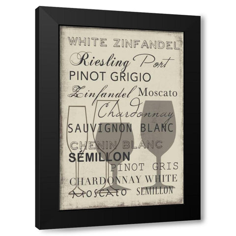 White Wine Collection - Mini Black Modern Wood Framed Art Print by Wilson, Aimee